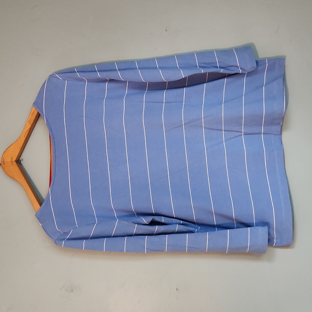 💙 LAUREN StripedbBoatneck Top XL Blue & White